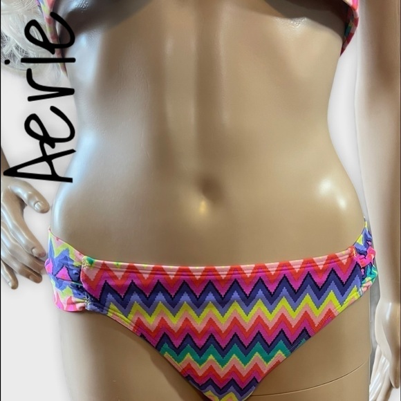 AERIE multicolored/ rainbow Aztec bikini bottom - Picture 1 of 9